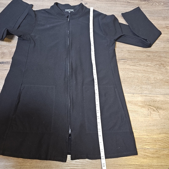 Eileen Fisher Womens Crepe Jacket Sz M Black Full Zip Stretch - Picture 11 of 13
